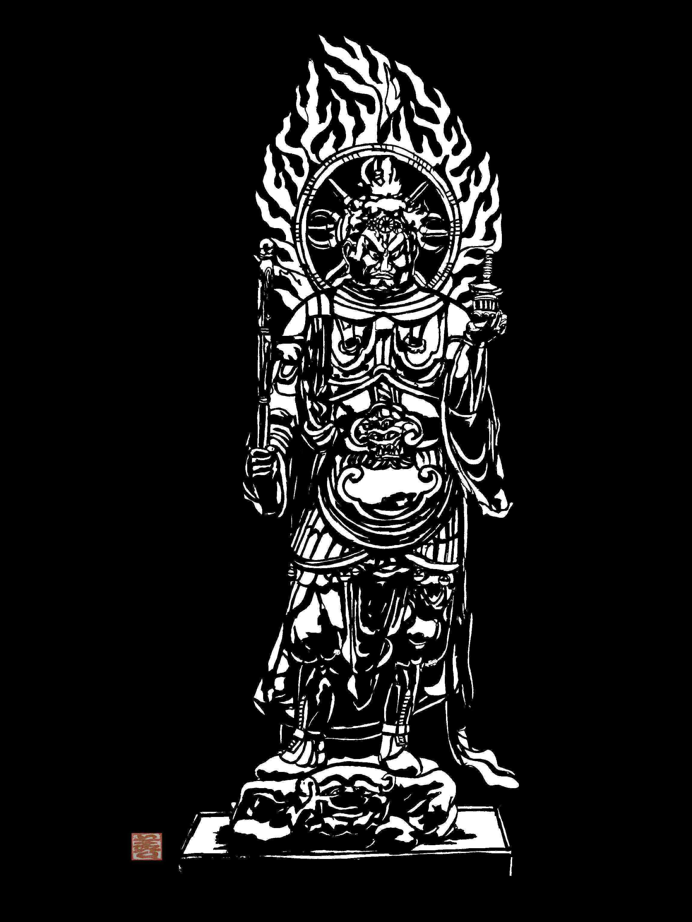 仏画編 浄瑠璃寺四天王 多聞天ー8 | 切り絵Tシャツネット販売